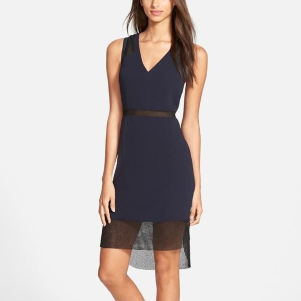 Astr Navy and Black Sheer Panel Dress